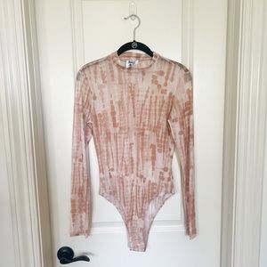 princess polly tan mesh long sleeve bodysuit
